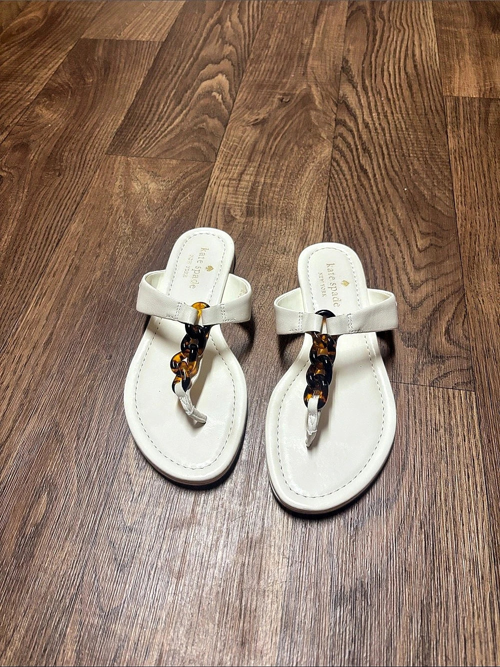 kate spade Irene Sandal Beaded Thong Sandals in White US 6.5